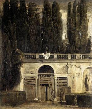Diego Rodriguez De Silva Velazquez : Villa Medici in Rome (Facade of the Grotto Logia)